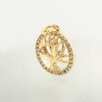 Cubic Zirconia Micro Pave Brass Pendant, Tree, high quality gold color plated, DIY & micro pave cubic zirconia, nickel, lead & cadmium free, 18x14x3mm, Hole:Approx 0.3mm, Approx 30PCs/Lot, Sold By Lot
