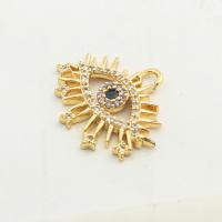 Evil Eye Pendants, Brass, high quality gold color plated, DIY & micro pave cubic zirconia, nickel, lead & cadmium free, 18x20x3mm, Hole:Approx 0.3mm, Approx 30PCs/Lot, Sold By Lot