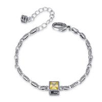 Bracelet cubique en laiton zircon pavent, avec 2.36inch chaînes de rallonge, bijoux de mode & pavé de micro zircon & pour femme, protéger l'environnement, sans nickel, plomb et cadmium, 9mm, Vendu par Environ 6.69 pouce brin