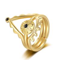 Evil Eye Jewelry Finger Ring Brass gold color plated Adjustable & three pieces & micro pave cubic zirconia & for woman golden nickel lead & cadmium free 21mm Sold By Set