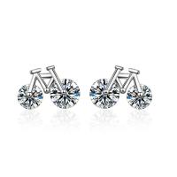 Brass Stud Earring Bike fashion jewelry & micro pave cubic zirconia & for woman nickel lead & cadmium free Sold By Pair