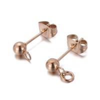 Stainless Steel Stud Earrings 304 Stainless Steel Vacuum Ion Plating DIY rose gold color Sold By Pair