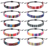 Mode créer Bracelets cordon de cire, tissu, avec corde de cire, Style bohème & réglable, plus de couleurs à choisir, 10mm, Longueur:Environ 15-29 cm, Vendu par PC
