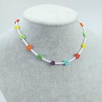 Glasperlen -Halsketten-, Seedbead, Blume, Bohemian-Stil & für Frau, gemischte Farben, Länge:ca. 35-40 cm, verkauft von PC