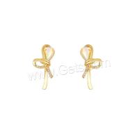 Brass Stud Earring with Cubic Zirconia Bowknot gold color plated fashion jewelry & for woman mixed colors nickel lead & cadmium free Sold By Pair