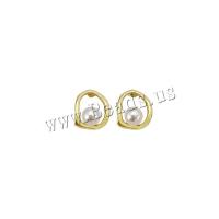 Zinc Alloy Stud Earring with Plastic Pearl gold color plated fashion jewelry & for woman nickel lead & cadmium free 10mm Sold By PC