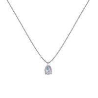 Brass Necklace with Cubic Zirconia with 4.5CM extender chain Teardrop silver color plated fashion jewelry & for woman nickel lead & cadmium free Length Approx 37 cm Sold By PC