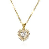 Cubic Zircon Micro Pave Brass Necklace, with 5cm extender chain, Heart, plated, fashion jewelry & different designs for choice & micro pave cubic zirconia, more colors for choice, nickel, lead & cadmium free, 14x20mm, Length:45 cm, Sold By PC