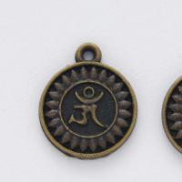 Tibetan Style Flat Round Pendants, plated, DIY, more colors for choice, nickel, lead & cadmium free, 16x13x1.50mm, 100PCs/Bag, Sold By Bag
