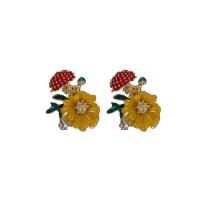 Brass Stud Earring fashion jewelry & micro pave cubic zirconia & for woman yellow nickel lead & cadmium free Sold By Pair