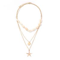 Multi Layer Necklace Zinc Alloy with Shell gold color plated fashion jewelry & multilayer & for woman nickel lead & cadmium free Length Approx 50 cm Sold By PC