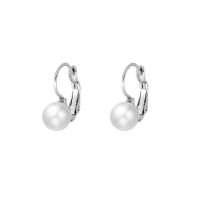 Brass Earring Clip, with Plastic Pearl, fashion jewelry & for woman, nickel, lead & cadmium free, 20x15mm, Sold By Pair