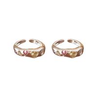Messing ringen, mode sieraden & micro pave zirconia & voor vrouw, meer kleuren voor de keuze, nikkel, lood en cadmium vrij, 22x6mm, Verkocht door PC