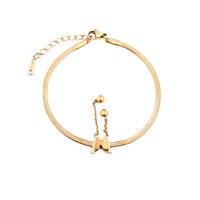 Bracelet d'acier titane, avec 5cm chaînes de rallonge, Plaqué d'or 24K, bijoux de mode & pour femme, doré, Longueur:Environ 17 cm, Vendu par PC