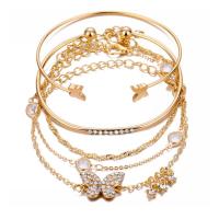 Zinc Alloy Bracelet plated 5 pieces & fashion jewelry & for woman & with rhinestone Sold By Set