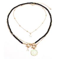 Multi Layer Necklace Zinc Alloy with Seedbead with 7cm extender chain gold color plated three pieces & fashion jewelry & for woman Length 51 cm Sold By Set