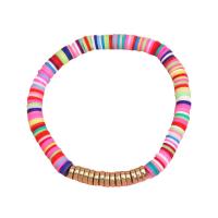 Bracelet en alliage de zinc, avec argile de polymère, fait à la main, bijoux de mode & pour femme, plus de couleurs à choisir, Vendu par 6 cm brin