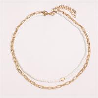 Zinc Alloy Jewelry Necklace with Seedbead handmade 2 pieces & fashion jewelry & for woman two different colored Length 42 cm Sold By Set