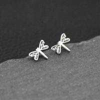 Stainless Steel Stud Earrings, 304 Stainless Steel, Dragonfly, fashion jewelry & for woman & hollow, original color, 10mm, Approx 24PCs/Bag, Sold By Bag