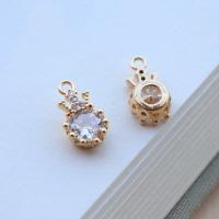 Cubic Zirconia Micro Pave Brass Pendant Crown KC gold color plated DIY & micro pave cubic zirconia clear nickel lead & cadmium free 7mm Sold By PC