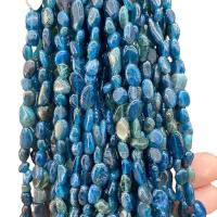 Mischedelstein Perlen, Apatite, Klumpen, poliert, DIY, blau, 5x9mm, ca. 55PCs/Strang, verkauft von Strang