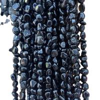 Schwarze Obsidian Perlen, Klumpen, poliert, DIY, schwarz, 5x9mm, ca. 55PCs/Strang, verkauft von Strang