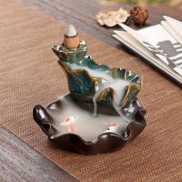 Backflow Incense Burner, Porcelain, handmade, for home and office & durable, 95x95x73mm, Sold By PC