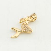 Cubic Zirconia Micro Pave Brass Pendant, Mermaid, high quality gold color plated, DIY & micro pave cubic zirconia, nickel, lead & cadmium free, 26x14x2mm, Hole:Approx 0.3mm, Approx 30PCs/Lot, Sold By Lot