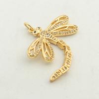 Cubic Zirconia Micro Pave Brass Pendant, Dragonfly, high quality gold color plated, DIY & micro pave cubic zirconia, nickel, lead & cadmium free, 43x32x3mm, Hole:Approx 0.3mm, Approx 30PCs/Lot, Sold By Lot