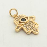 Evil Eye Pendants, Brass, high quality gold color plated, DIY & micro pave cubic zirconia, nickel, lead & cadmium free, 22x15x3mm, Hole:Approx 0.3mm, Approx 30PCs/Lot, Sold By Lot