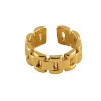 Stainless Steel Finger Ring, 304 Stainless Steel, 18K gold plated, fashion jewelry & for woman, golden, 8mm, Sold By PC