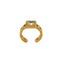 Палец кольцо из нержавеющей стали, Нержавеющая сталь 304, 18K позолоченный, ювелирные изделия моды & инкрустированное микро кубического циркония & Женский, Золотой, 5mm, размер:7, продается PC