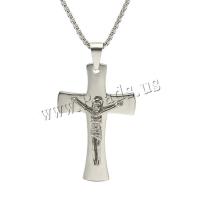 Stainless Steel Jewelry Necklace 316 Stainless Steel with 1.97inch extender chain Cross polished fashion jewelry & Unisex original color Length Approx 17.72 Inch Sold By PC