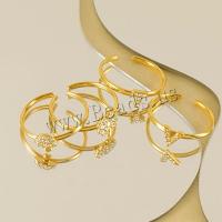 Edelstahl Ringe, 304 Edelstahl, 18K vergoldet, verschiedene Stile für Wahl & für Frau & mit Strass, goldfarben, verkauft von PC