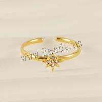Stainless Steel Finger Ring 304 Stainless Steel 18K gold plated & for woman & with rhinestone golden Sold By PC