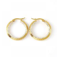 Titanium Steel  Earring 18K gold plated fashion jewelry & for woman & with rhinestone golden Sold By Pair