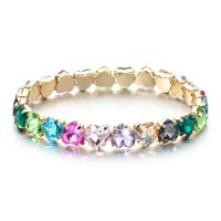 Cubic Zirconia Bracelet with Brass Heart gold color plated for woman Length Approx 18 cm Sold By PC