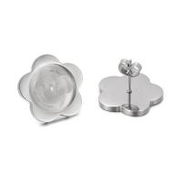Stainless Steel Earring Stud Component, 304 Stainless Steel, Flower, DIY & different size for choice, original color, Sold By Pair