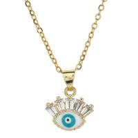Evil Eye Jewelry Necklace, 304 Stainless Steel, with 5cm extender chain, Vacuum Ion Plating, Bohemian style & for woman & enamel & with rhinestone, more colors for choice, Length:Approx 45 cm, Sold By PC