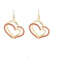 Tibetan Style Drop Earrings, Heart, gold color plated, fashion jewelry & for woman & hollow, mixed colors, nickel, lead & cadmium free, 38x58mm, Sold By Pair