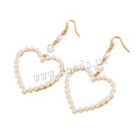 Zinc Alloy Drop Earrings with Plastic Pearl Heart gold color plated fashion jewelry & for woman nickel lead & cadmium free Sold By Pair