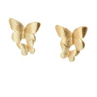 Tibetan Style Stud Earring, Butterfly, gold color plated, fashion jewelry & for woman, nickel, lead & cadmium free, 33x39mm, Sold By Pair