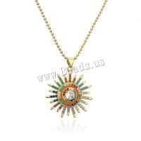 Cubic Zircon Micro Pave Brass Necklace, with 5cm extender chain, Flower, plated, fashion jewelry & micro pave cubic zirconia, more colors for choice, nickel, lead & cadmium free, 27x34mm, Length:45 cm, Sold By PC