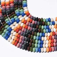 Natürliche Lava Perlen, rund, DIY, keine, 5x8mm, 39PCs/Strang, verkauft von Strang