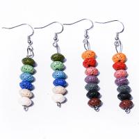 Iron Earring, with Lava, fashion jewelry, more colors for choice, 55mm, Sold By Pair