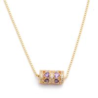 Cubic Zircon Micro Pave Brass Necklace, Column, plated, fashion jewelry & different designs for choice & micro pave cubic zirconia, more colors for choice, nickel, lead & cadmium free, Length:Approx 17 Inch, Sold By PC