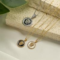 Brass Necklace Round plated fashion jewelry & enamel nickel lead & cadmium free Length Approx 17 Inch Sold By PC