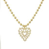 Cubic Zircon Micro Pave Brass Necklace, with 5cm extender chain, Heart, plated, fashion jewelry & micro pave cubic zirconia, golden, nickel, lead & cadmium free, 25x30mm, Length:41 cm, Sold By PC