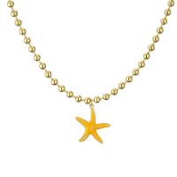 Brass Necklace with 5cm extender chain Starfish plated fashion jewelry & enamel nickel lead & cadmium free Length 41 cm Sold By PC