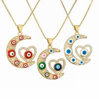 Evil Eye Jewelry Necklace, Brass, with 5cm extender chain, plated, fashion jewelry & different designs for choice & enamel & with rhinestone, more colors for choice, nickel, lead & cadmium free, Length:40 cm, Sold By PC